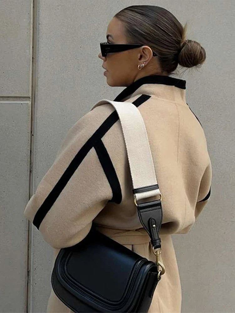 Karl - Abrigo de lana con contraste y costuras