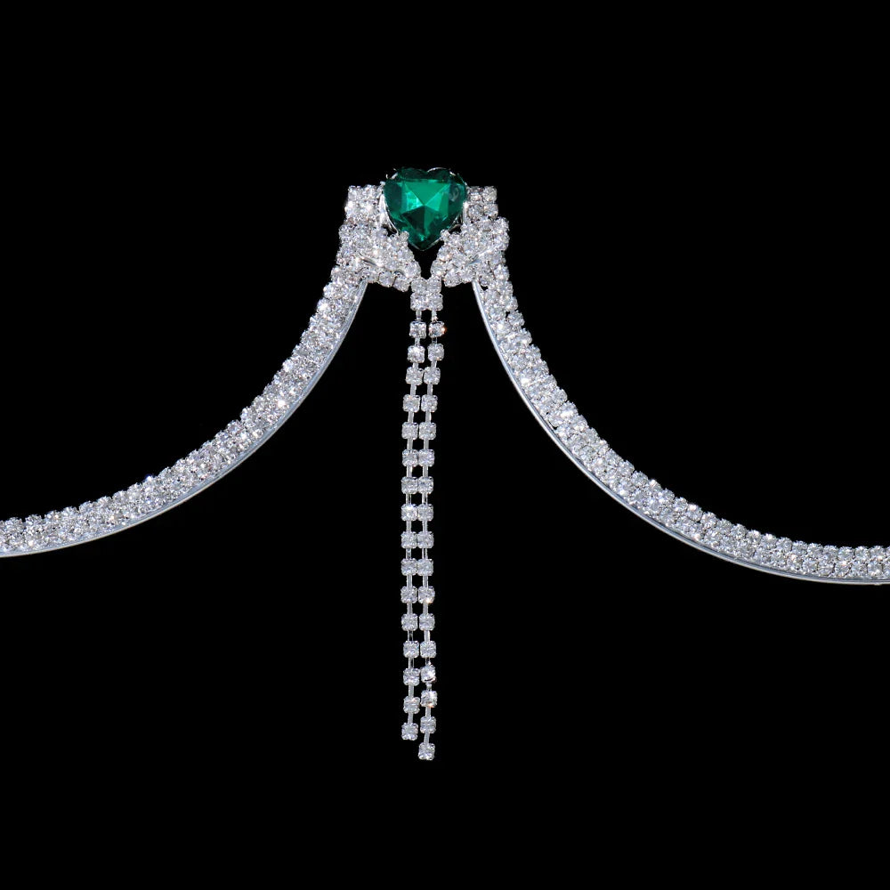 Cadena con colgante de cristal en forma de corazón