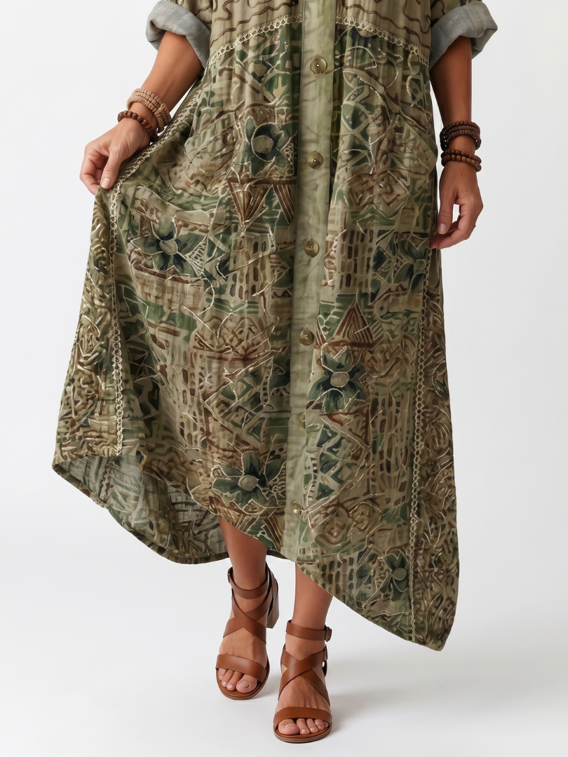 Aleta | Vestido midi con botones delanteros y bolsillos
