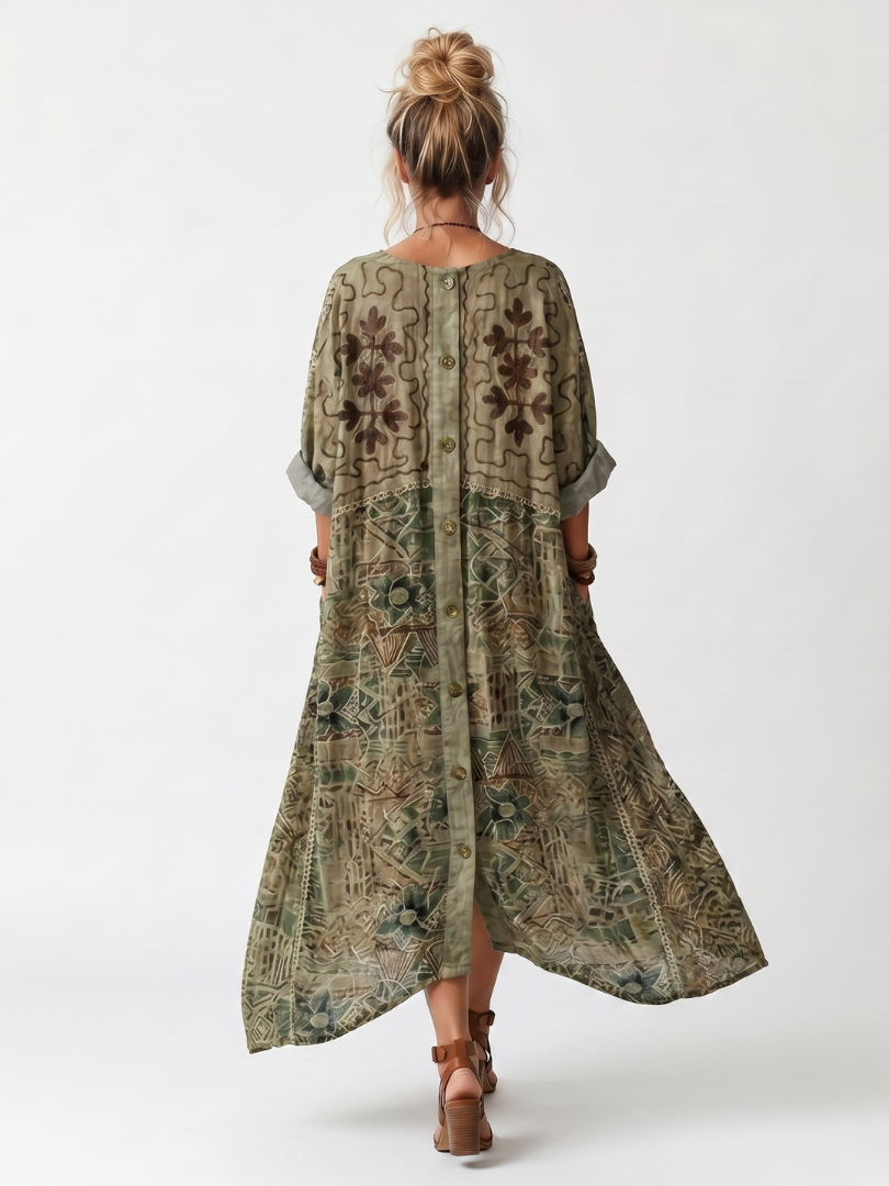 Aleta | Vestido midi con botones delanteros y bolsillos