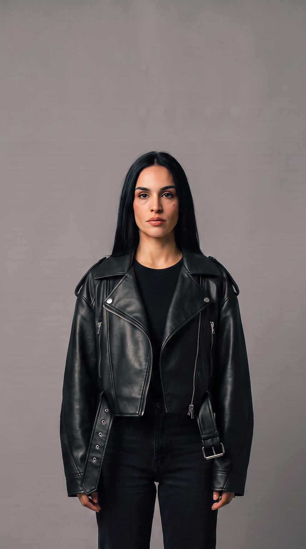 Naye - Chaqueta de mujer de piel sintética PU