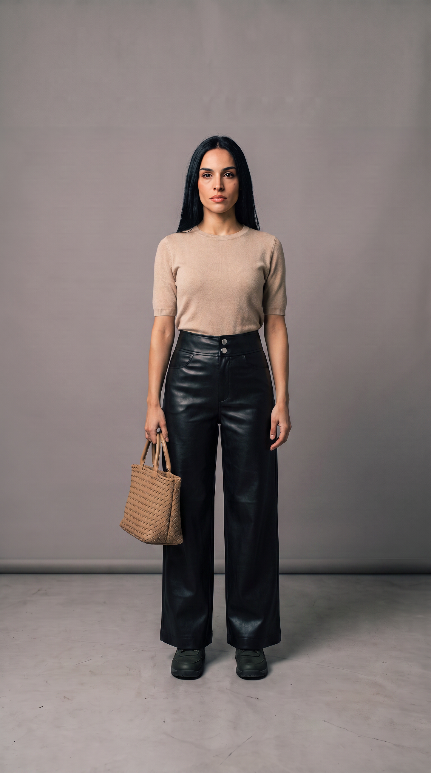 Pantalones anchos de cuero