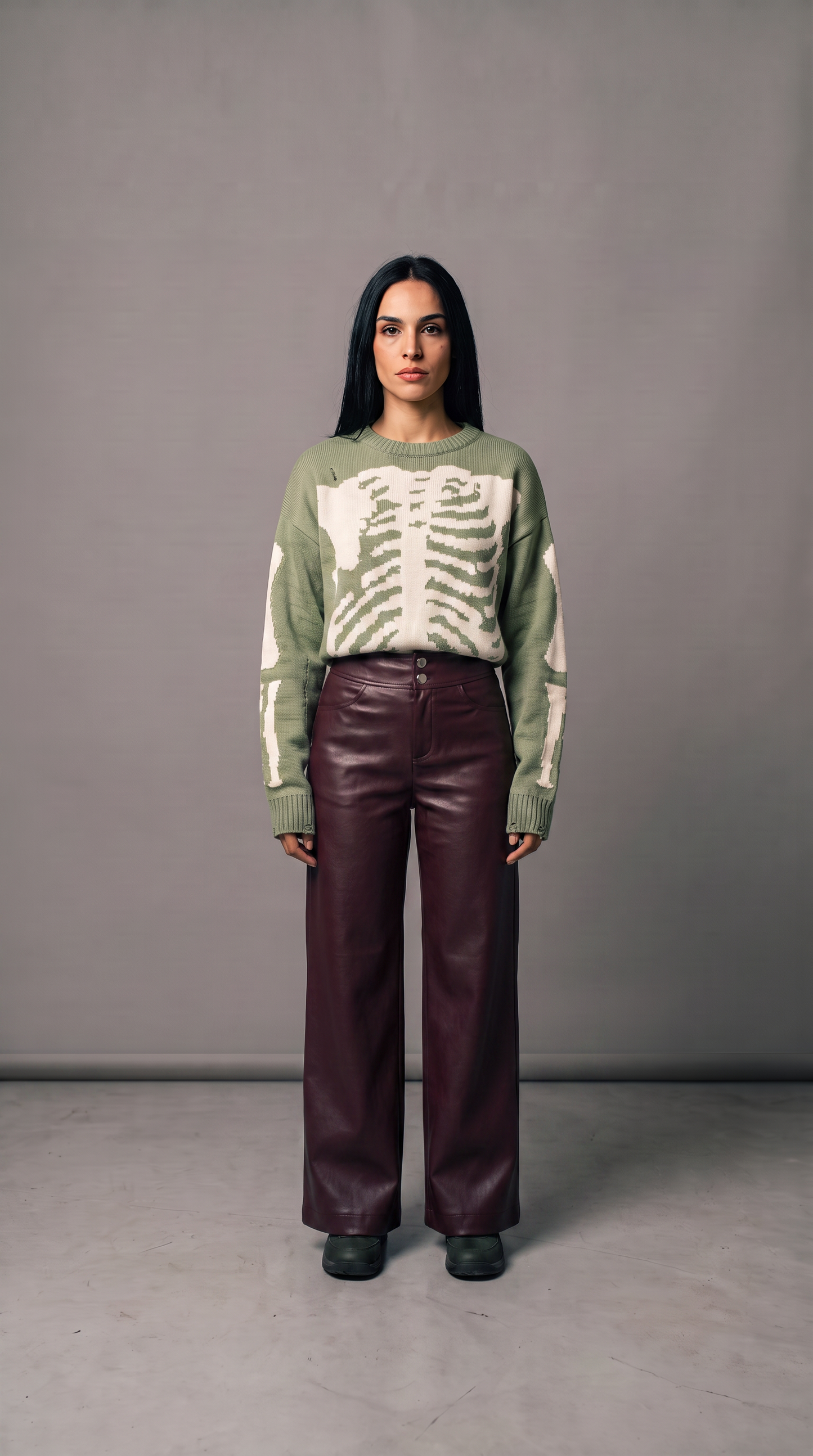 Pantalones anchos de cuero