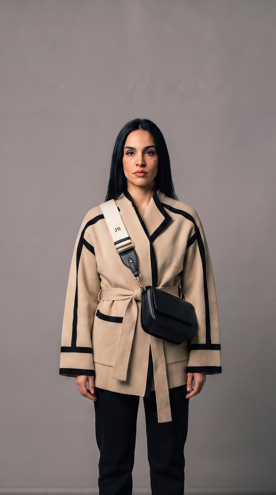 Karl - Abrigo de lana con contraste y costuras