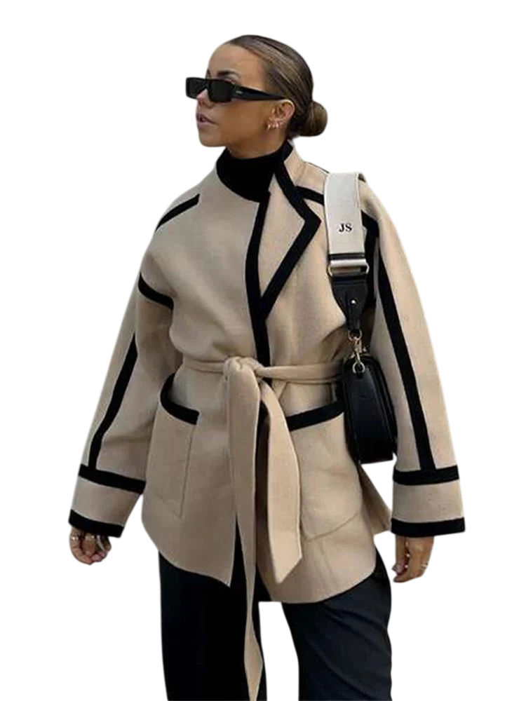 Karl - Abrigo de lana con contraste y costuras