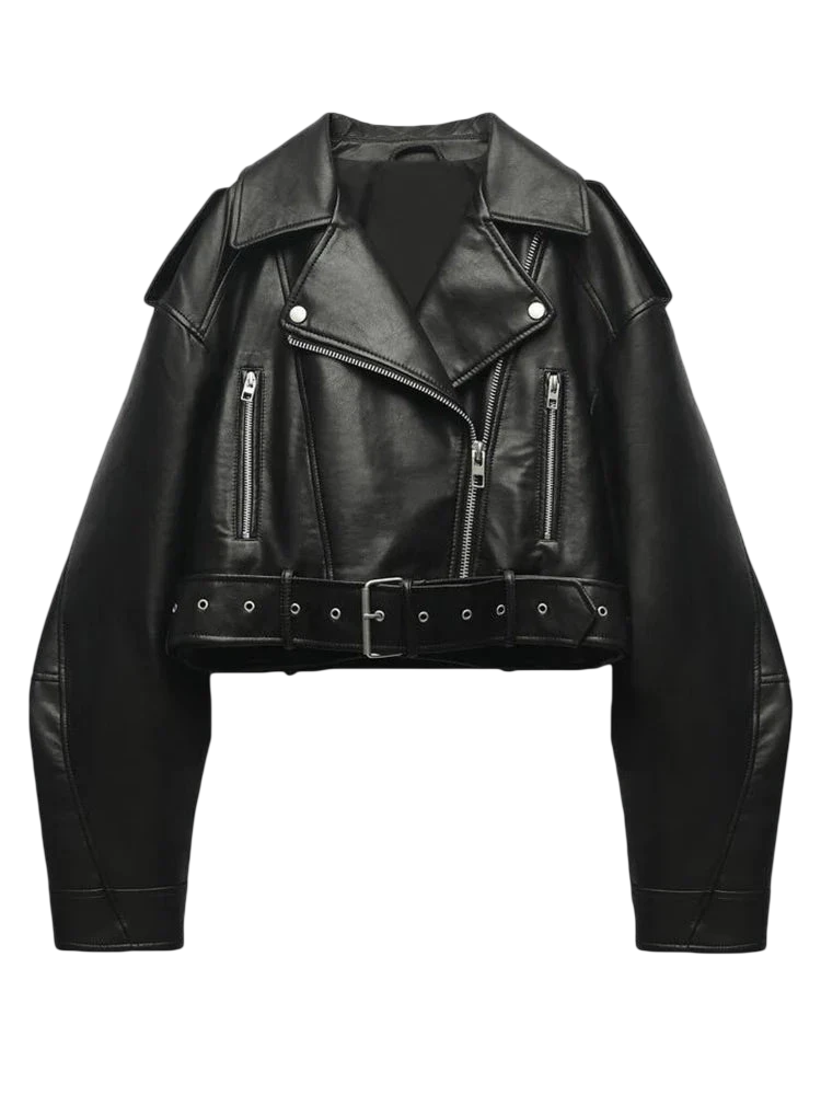 Naye - Chaqueta de mujer de piel sintética PU