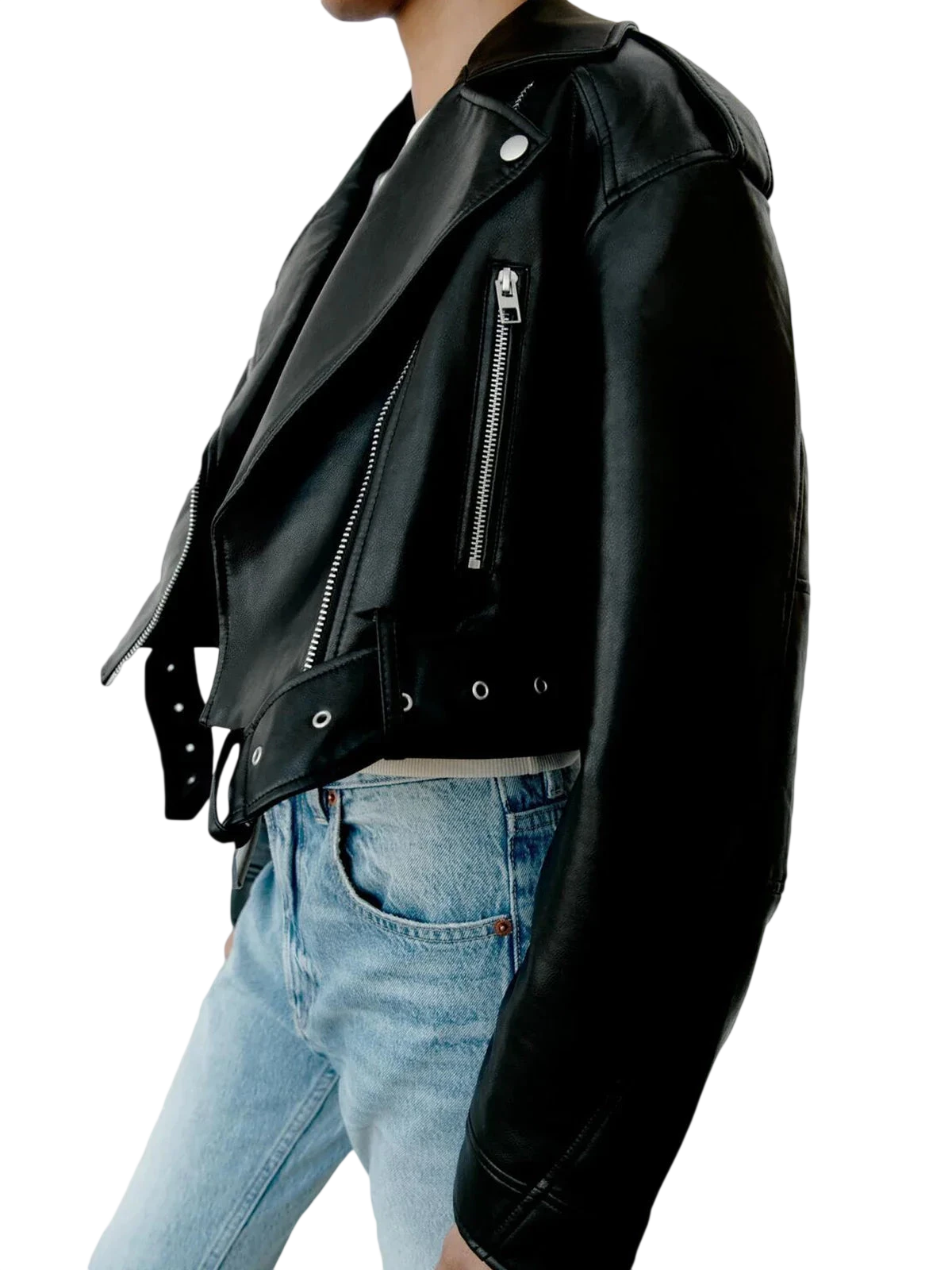 Naye - Chaqueta de mujer de piel sintética PU