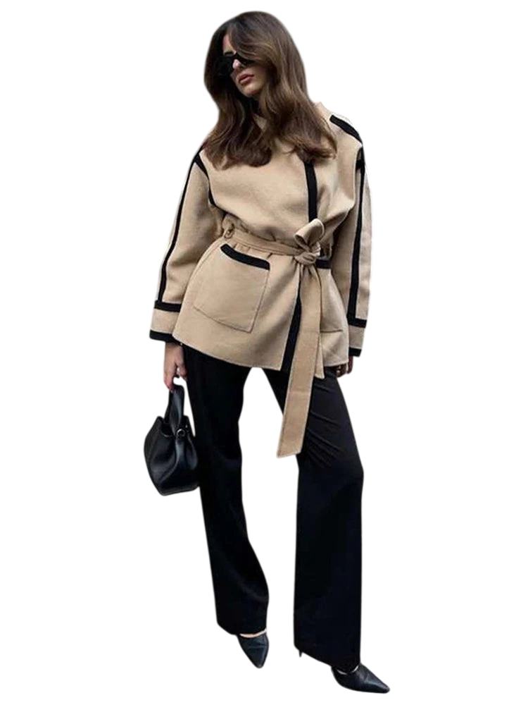Karl - Abrigo de lana con contraste y costuras