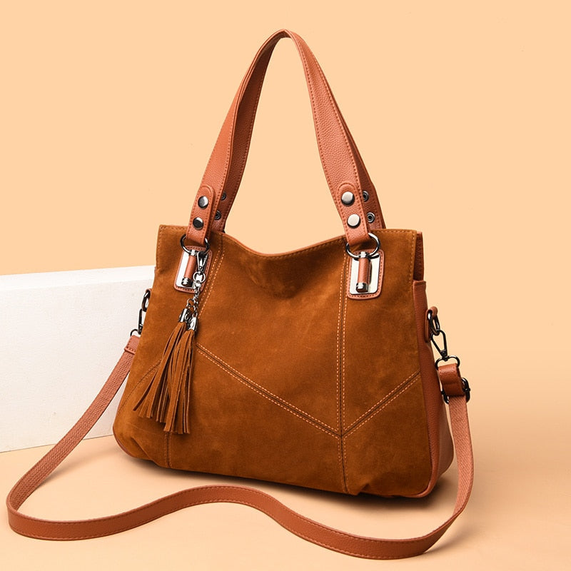 Bolso de mano de ante suave