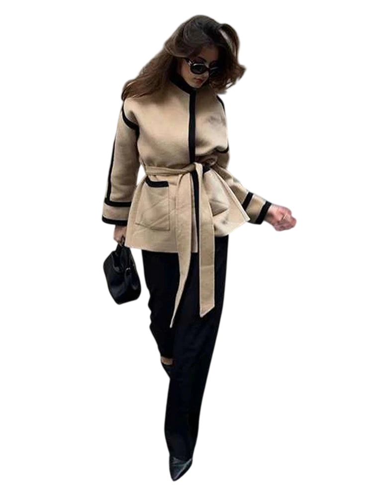 Karl - Abrigo de lana con contraste y costuras