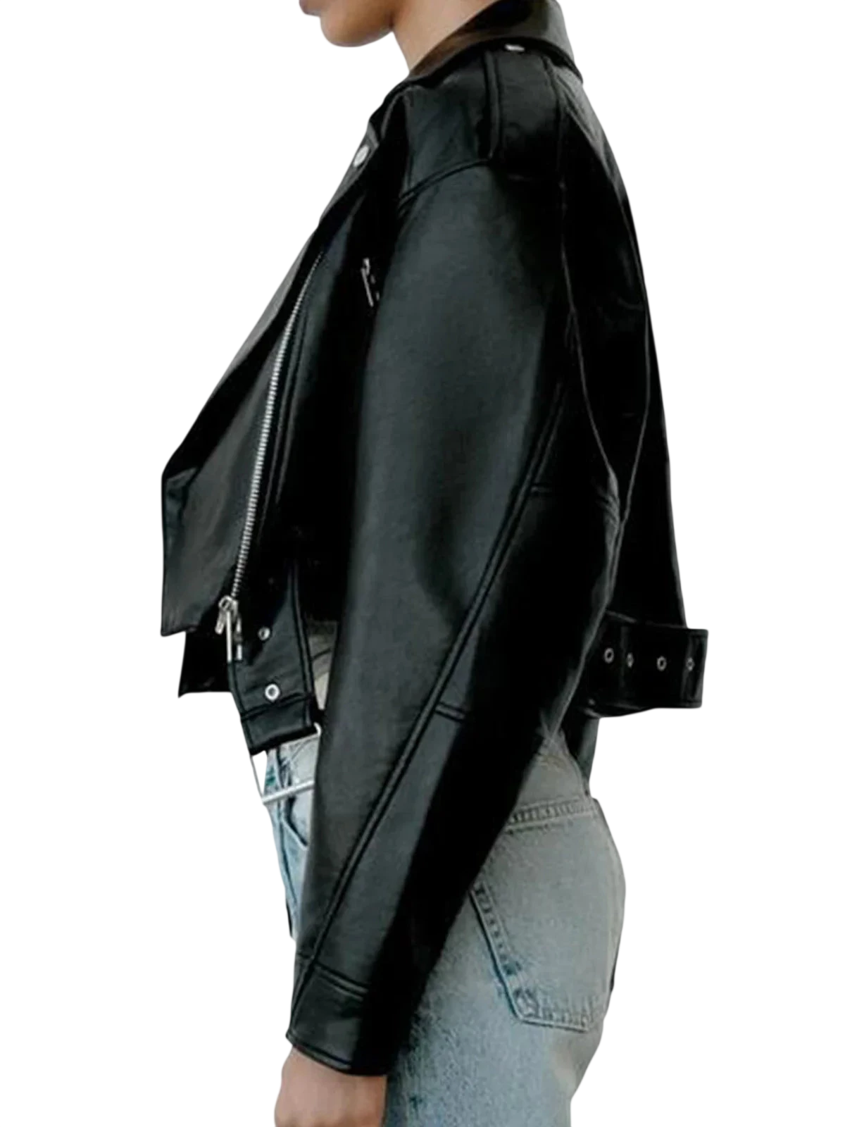 Naye - Chaqueta de mujer de piel sintética PU